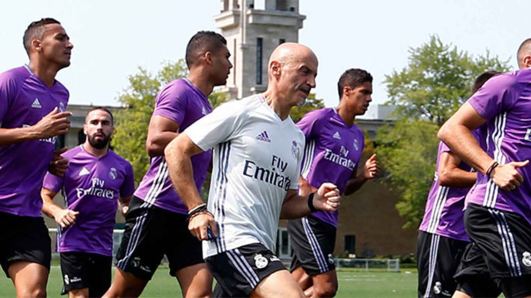 Pintus, en un entrenamiento del Real Madrid