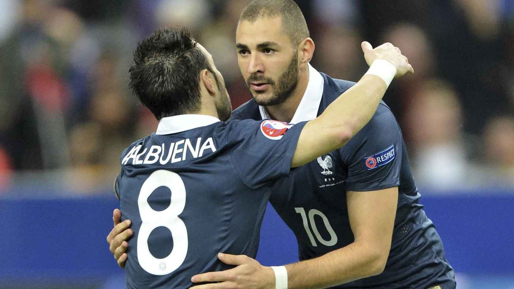 Valbuena y Benzema en un partido con Francia.