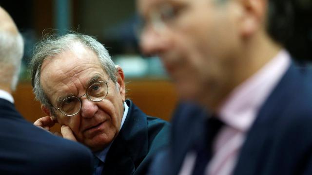 El ministro de Finanzas italiano, Pier Carlo Padoan, durante el Ecofin