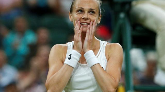 Rybarikova, celebrando su pase a semifinales de Wimbledon.