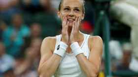 Rybarikova, celebrando su pase a semifinales de Wimbledon.