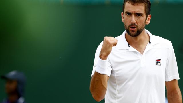 Cilic, celebrando su victoria ante Muller en Wimbledon.