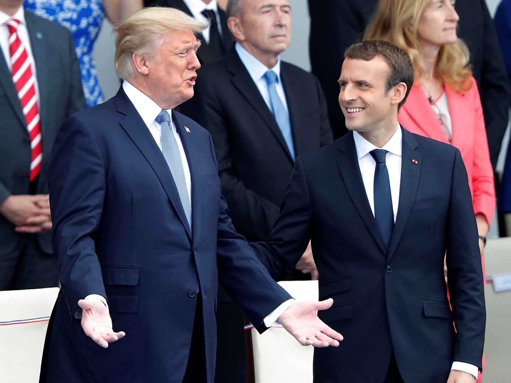 Trump y Macron durante el desfile por el Día de la bastilla.