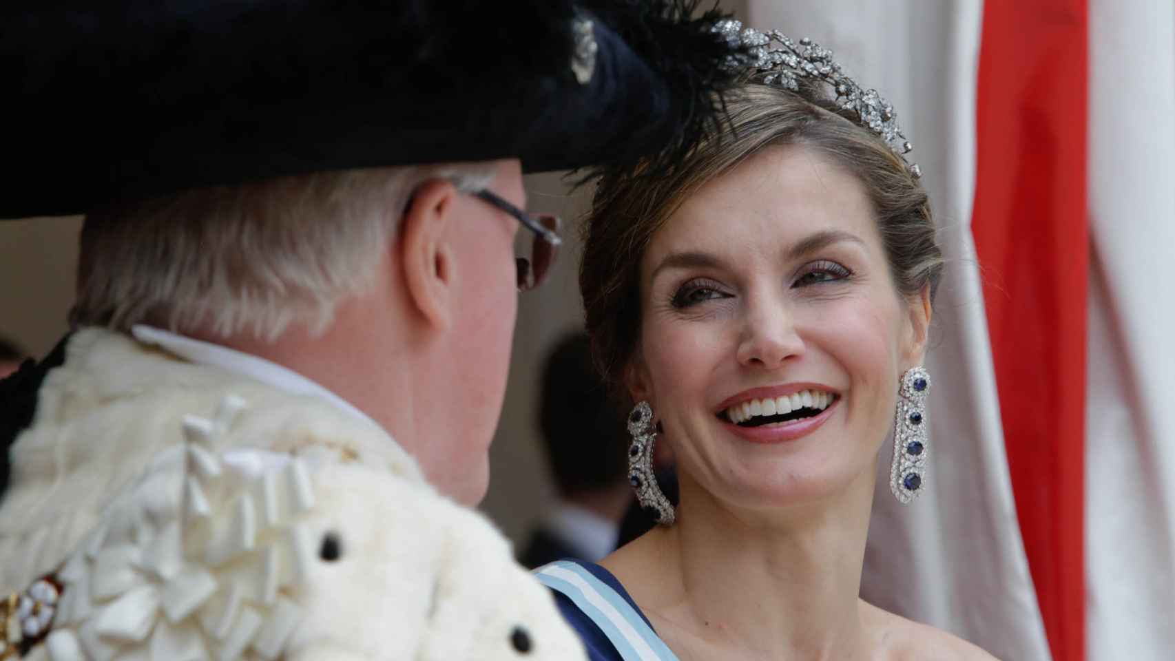La reina Letizia durante el acto con el alcalde de Londres.