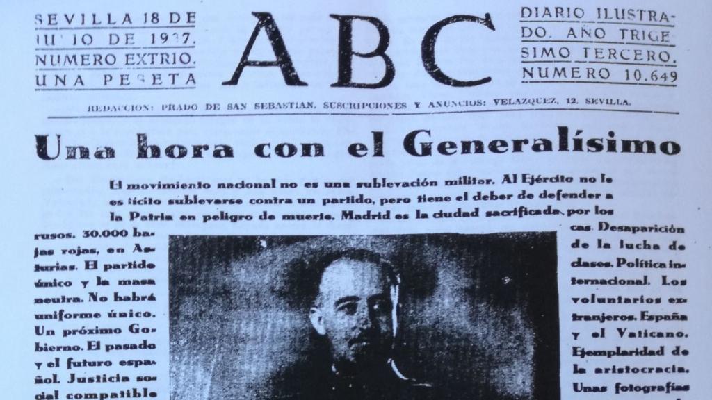 Portada en ABC del día en que se le realiza la entrevista al dictador.