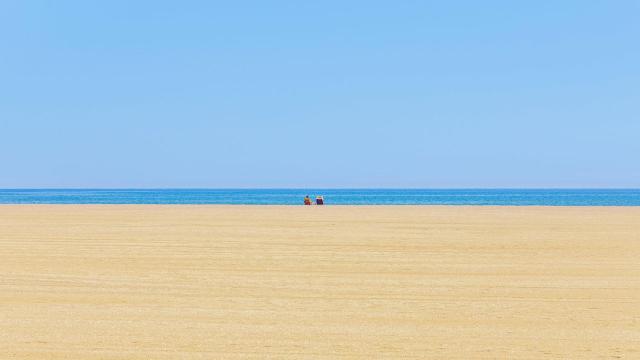 Panorámica de la playa Urbanización Roquetas, en Roquetas de Mar.