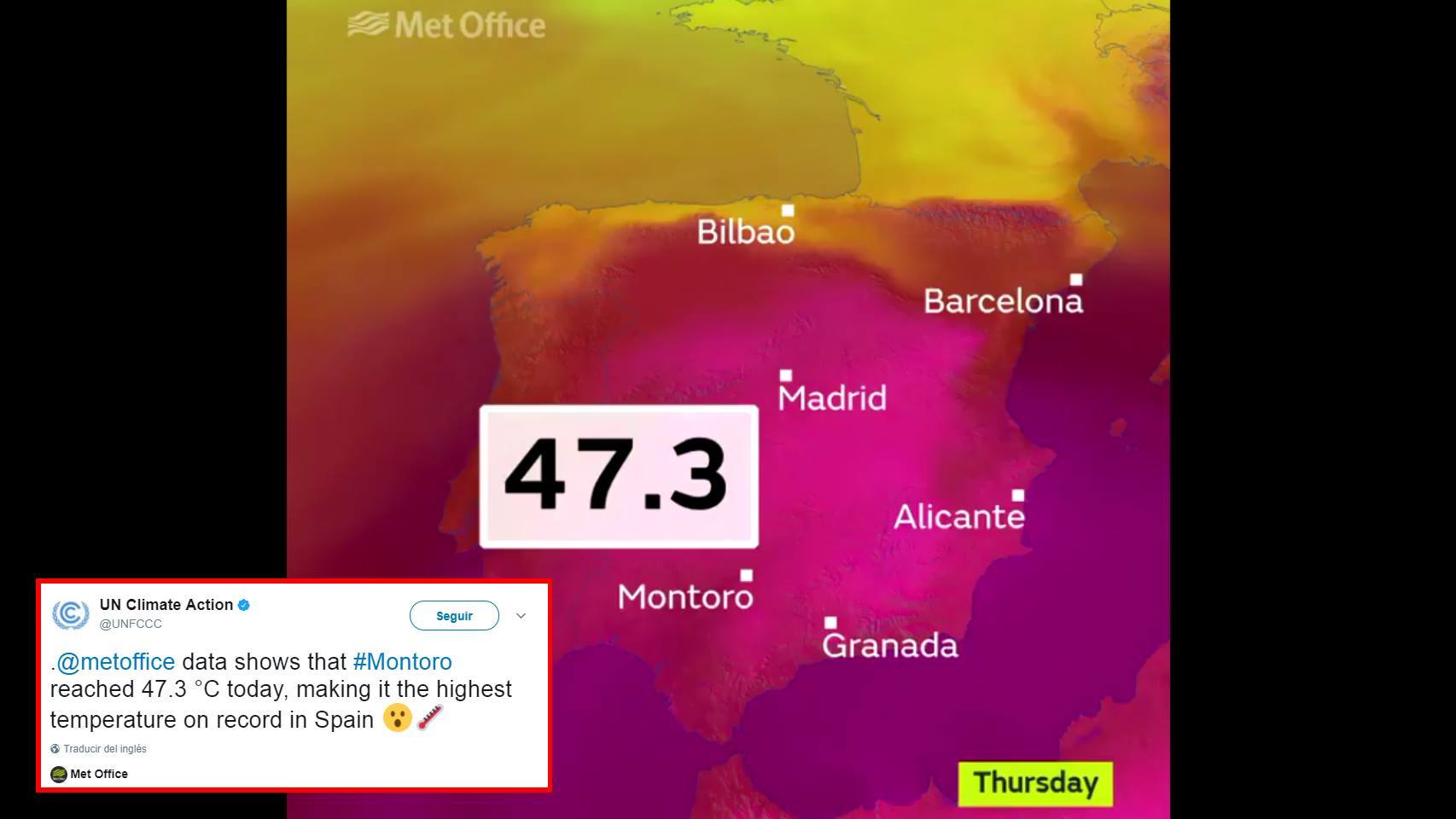 La ONU anuncia el nuevo récord histórico de temperatura en España.