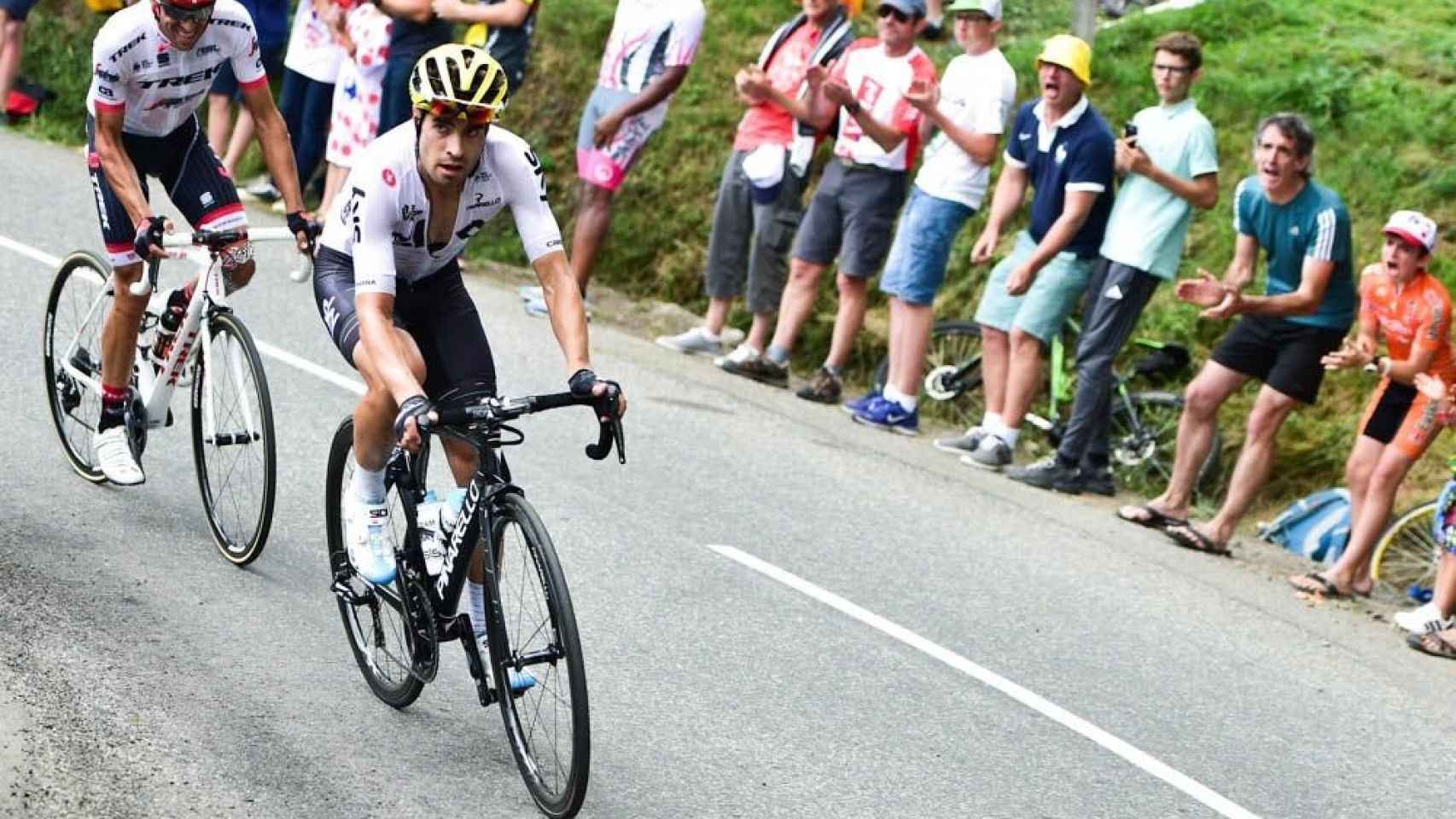 Mikel Landa, junto a Alberto Contador, en la etapa del viernes.