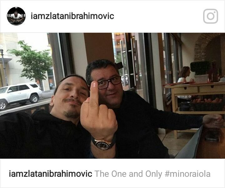 La peineta de Raiola, representante de Ibrahimovic, que ha revolucionado Instagram
