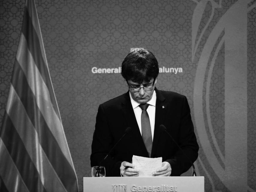 Carles Puigdemont durante la rueda de prensa para explicar los cambios en el 'Govern'.