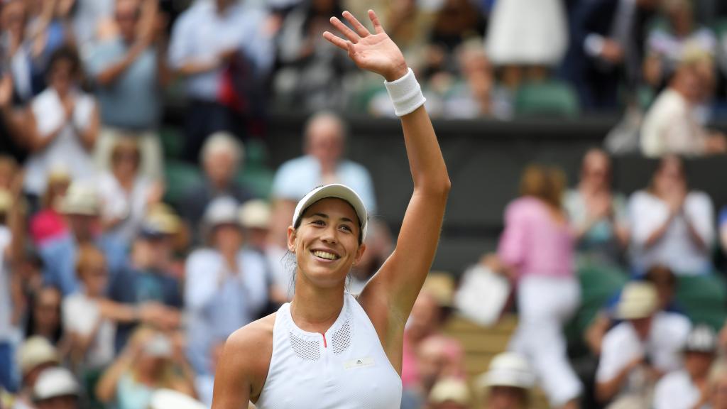 Muguruza celebrando una de sus victorias en este Wimbledon.