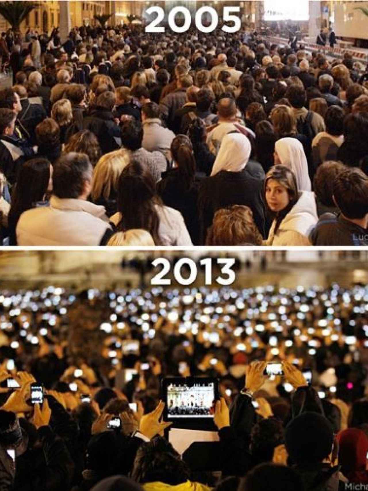 Comparación de una imagen de 2005 y otra de 2013