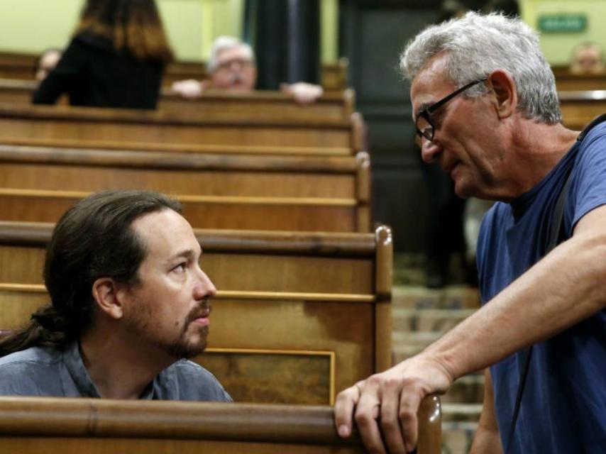 Diego Cañamero y Pablo Iglesias en una sesión en el Congreso.