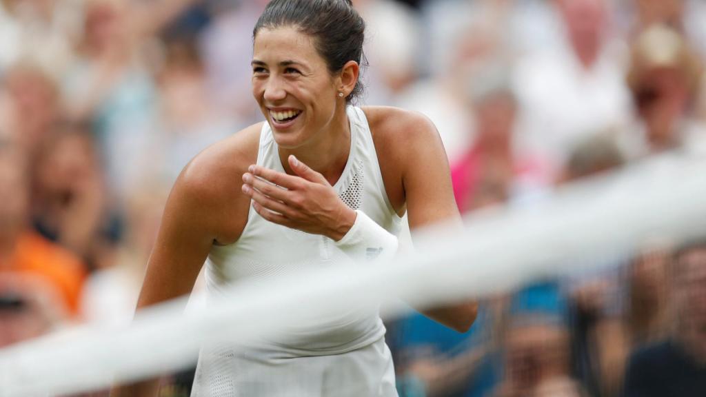 Muguruza, tras ganar la final de Wimbledon.