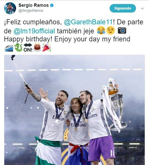 Ramos no se olvida de Bale: felicitación con invitado sorpresa