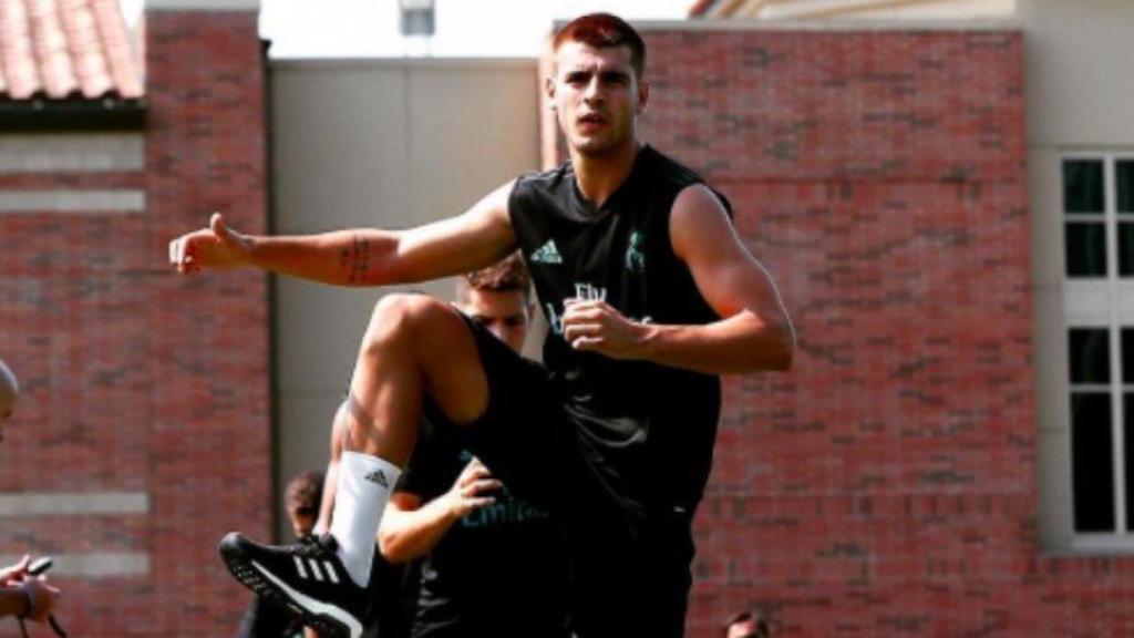 Morata entrena en UCLA con el Madrid. Foto Instagram (@alvaromorata)