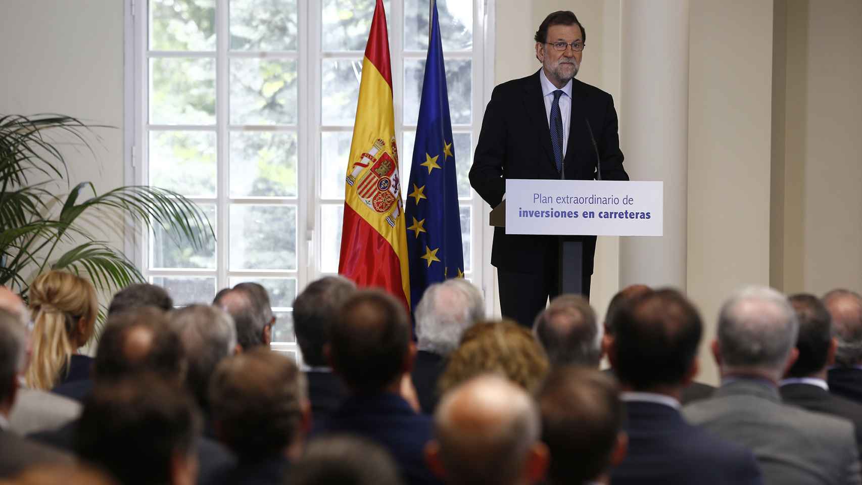El presidente del Gobierno, Mariano Rajoy, durante la presentación del nuevo plan de carreteras.