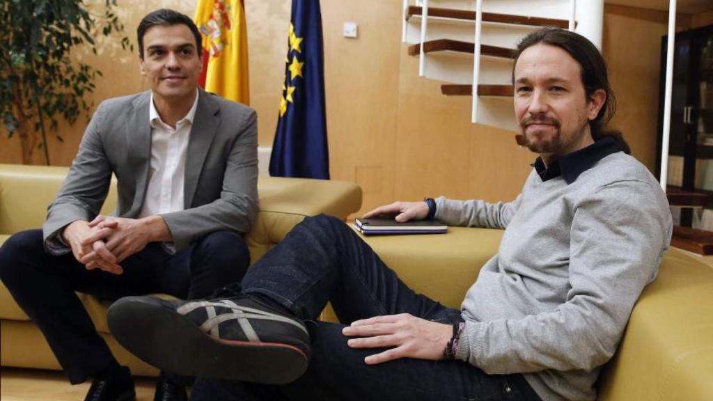 Pedro Sánchez y Pablo Iglesias, en una reunión.