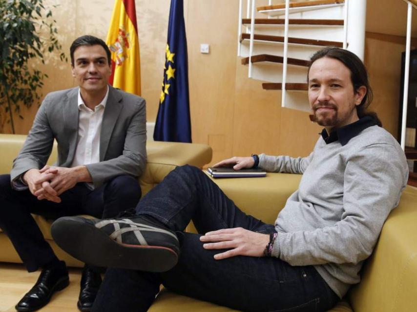 Pedro Sánchez y Pablo Iglesias, en una reunión.