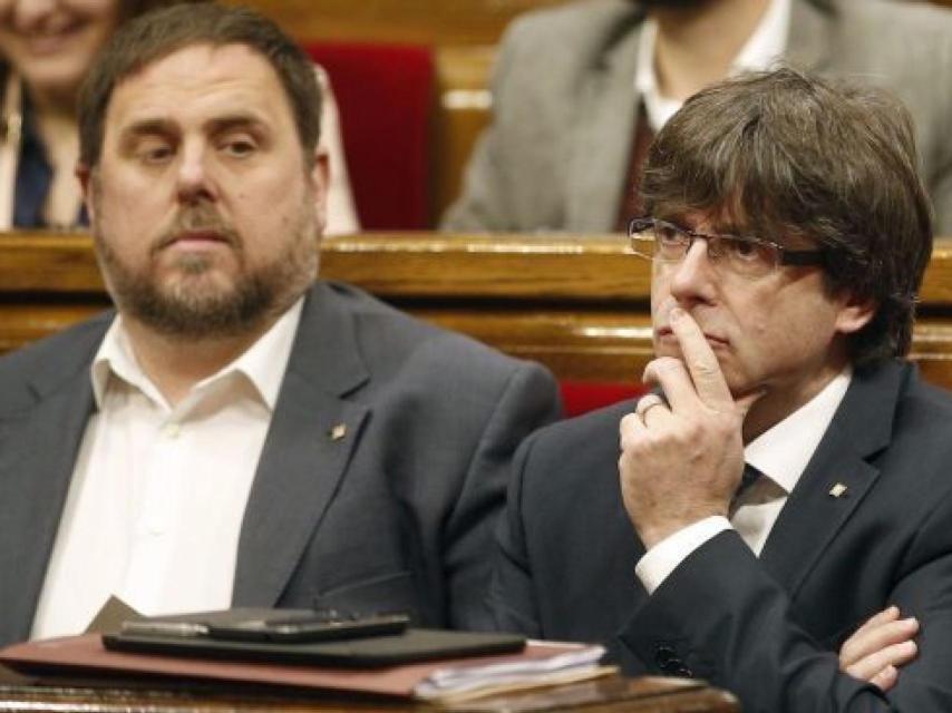 Puigdemont y Junqueras, en el Parlament