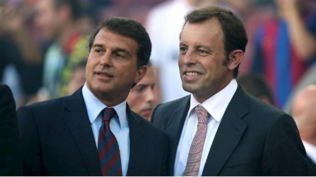 Joan Laporta y Sandro Rosell, en el Camp Nou.