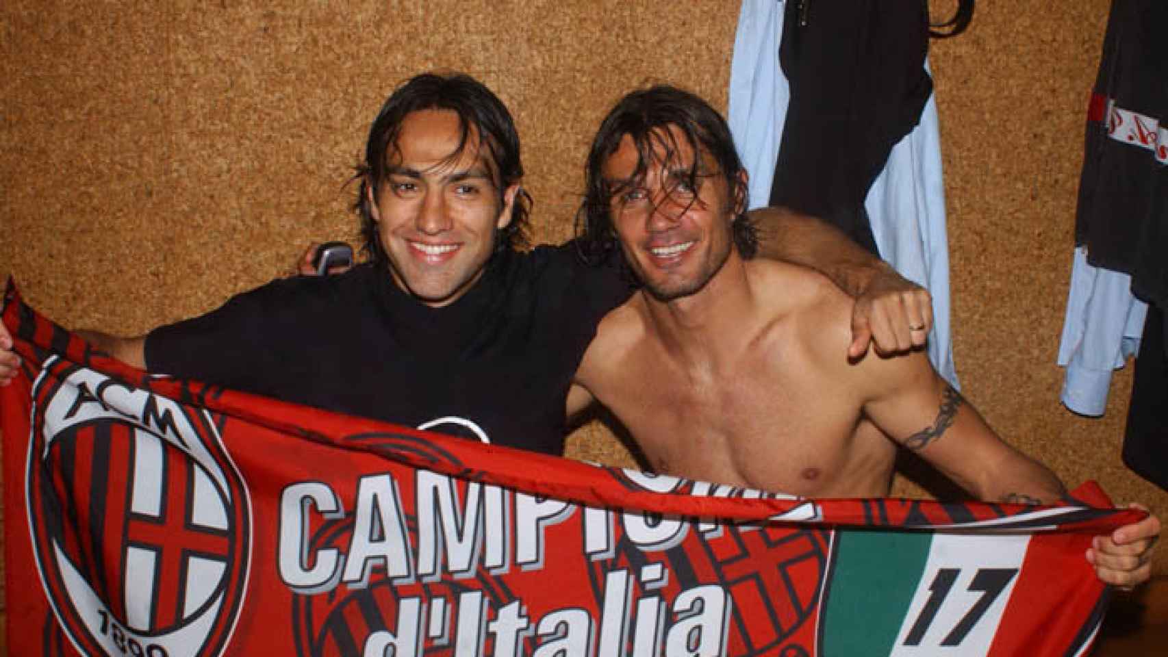 Nesta y Maldini en su etapa como jugadores del Milan.