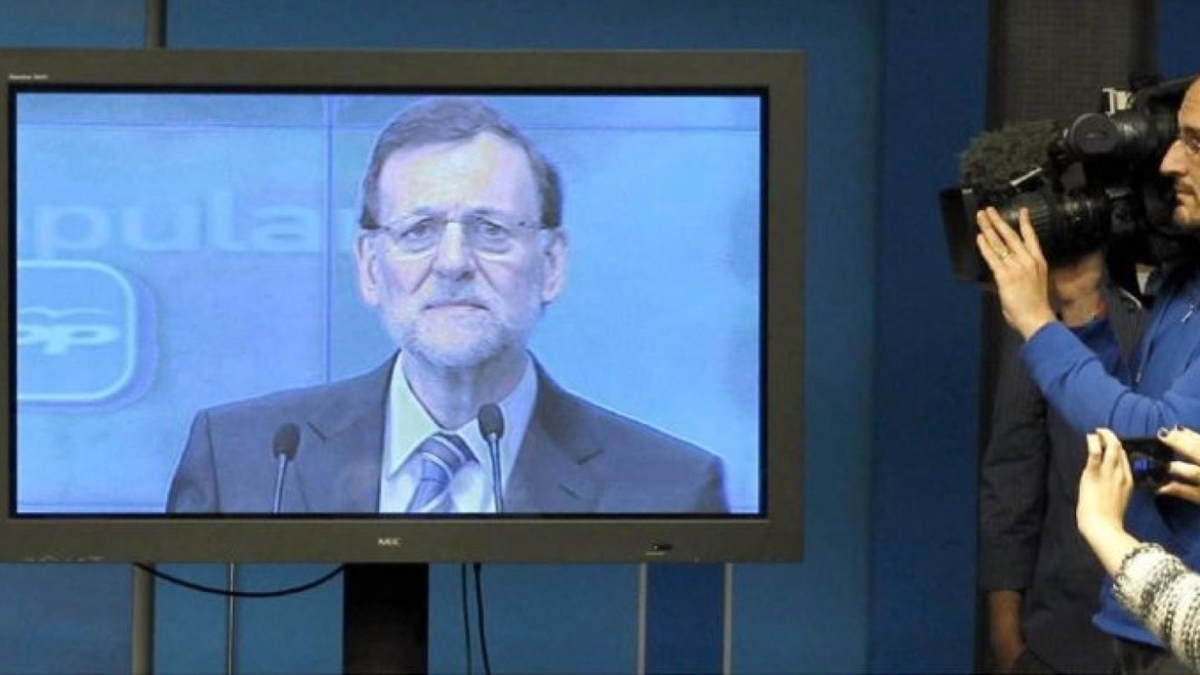 Rajoy en una declaración a través de una televisión.