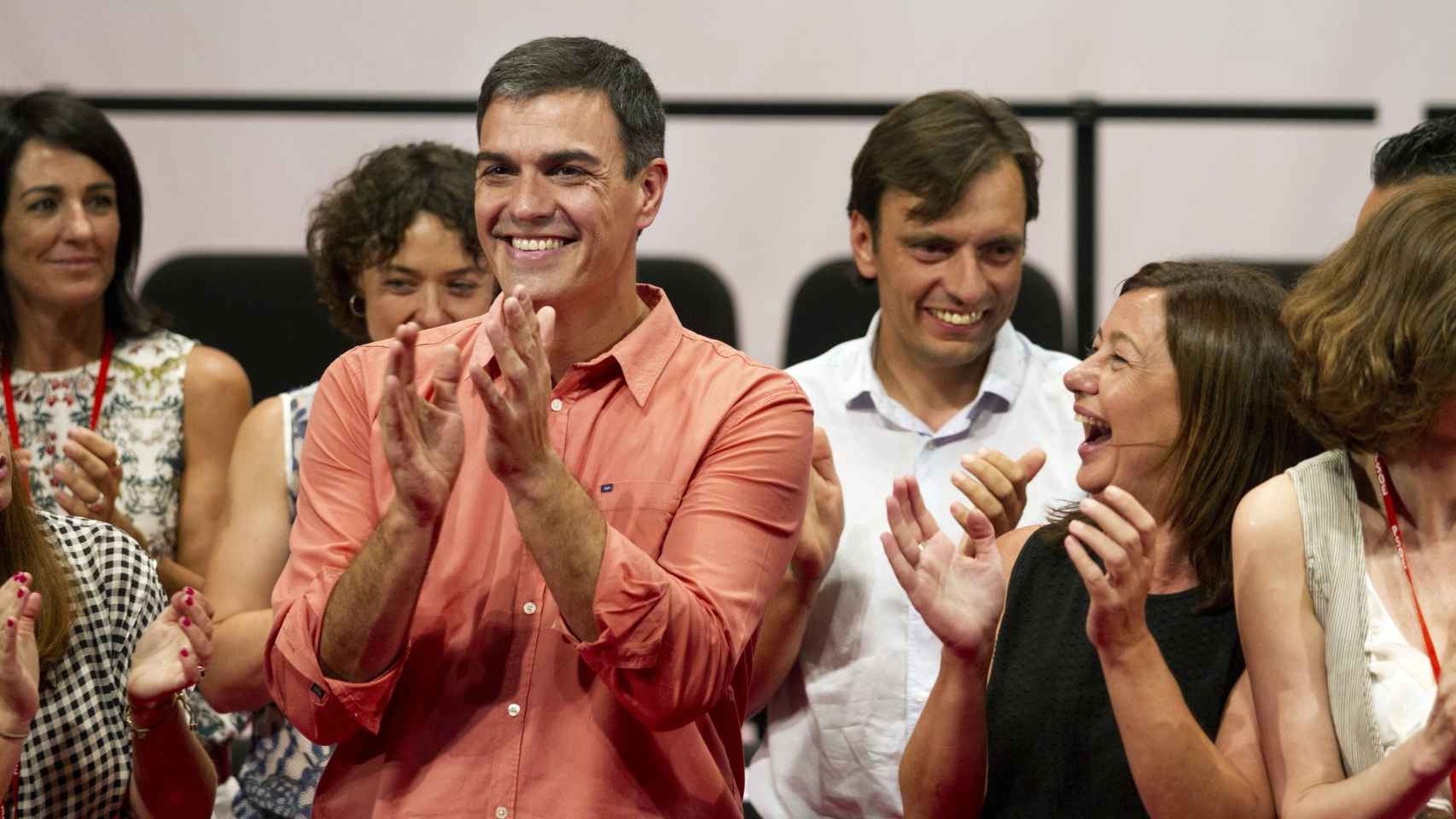 El secretario general del PSOE, Pedro Sánchez, y la líder socialista en Baleares, Francina Armengol.