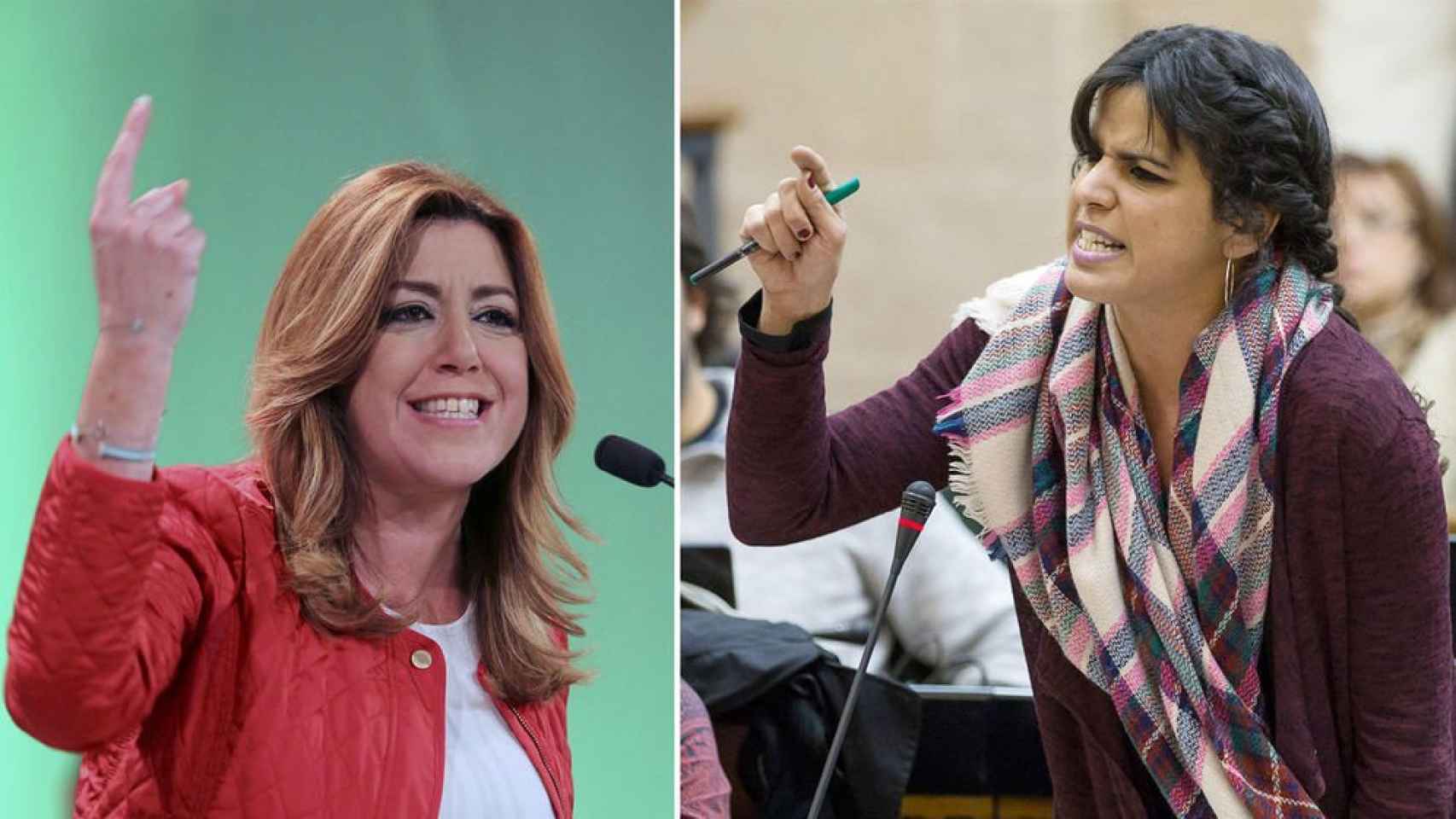 La líder socialista en Andalucía, Susana Díaz, y su homóloga de Podemos, Teresa Rodríguez.