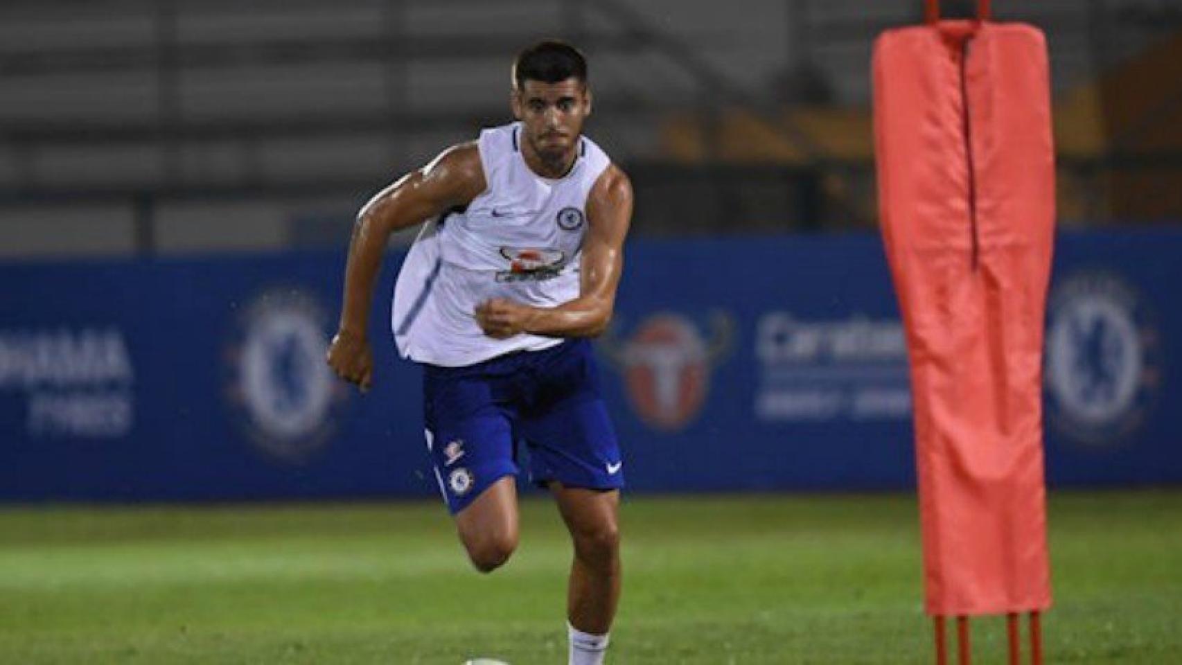 Morata se entrena con el Chelsea. Foto chelseafc.com