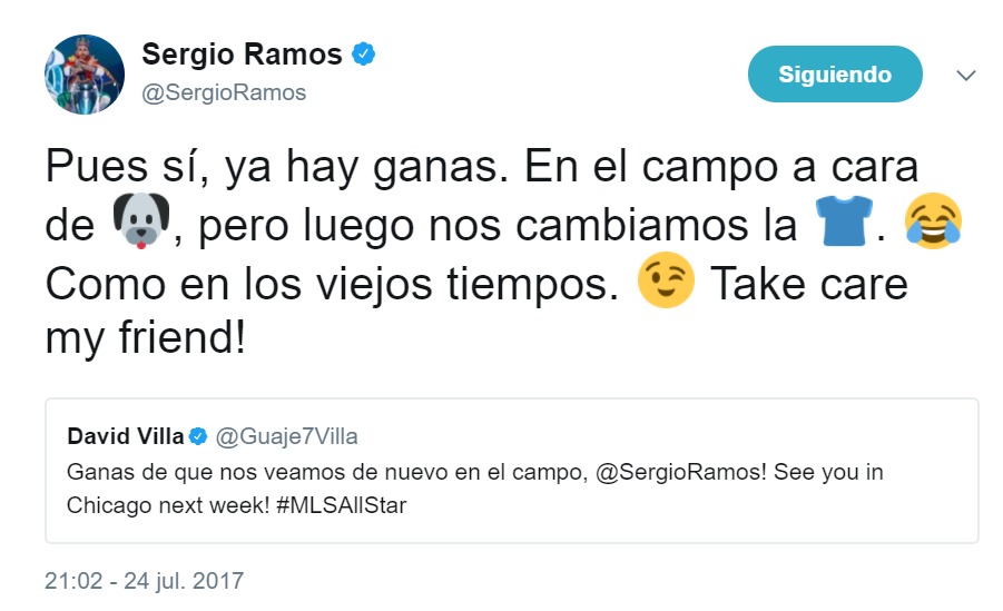 Sergio Ramos y Villa 'se pican' en las redes antes del MLS All-Star