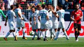 Los jugadores del Real Madrid celebrando un gol ante el Manchester United