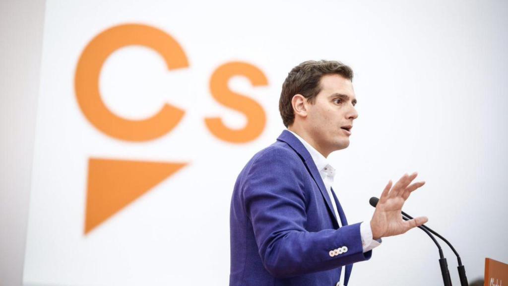 Albert Rivera durante el acto en la sede de Ciudadanos