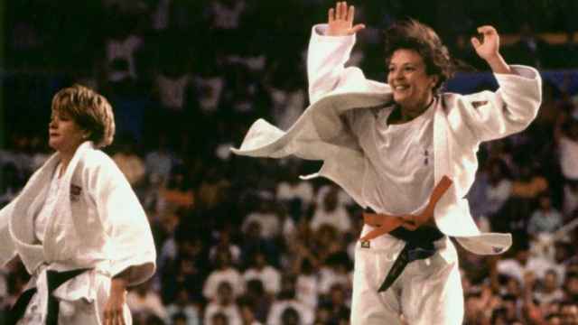 Miriam Blasco, campeona de los Juegos Olímpicos de Barcelona, en 1992. En la imagen, junto a Nicola Fairbrother.