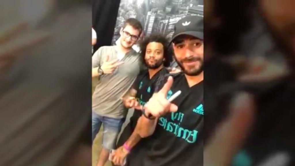 Marcelo y Benzema en el acto de Adidas.