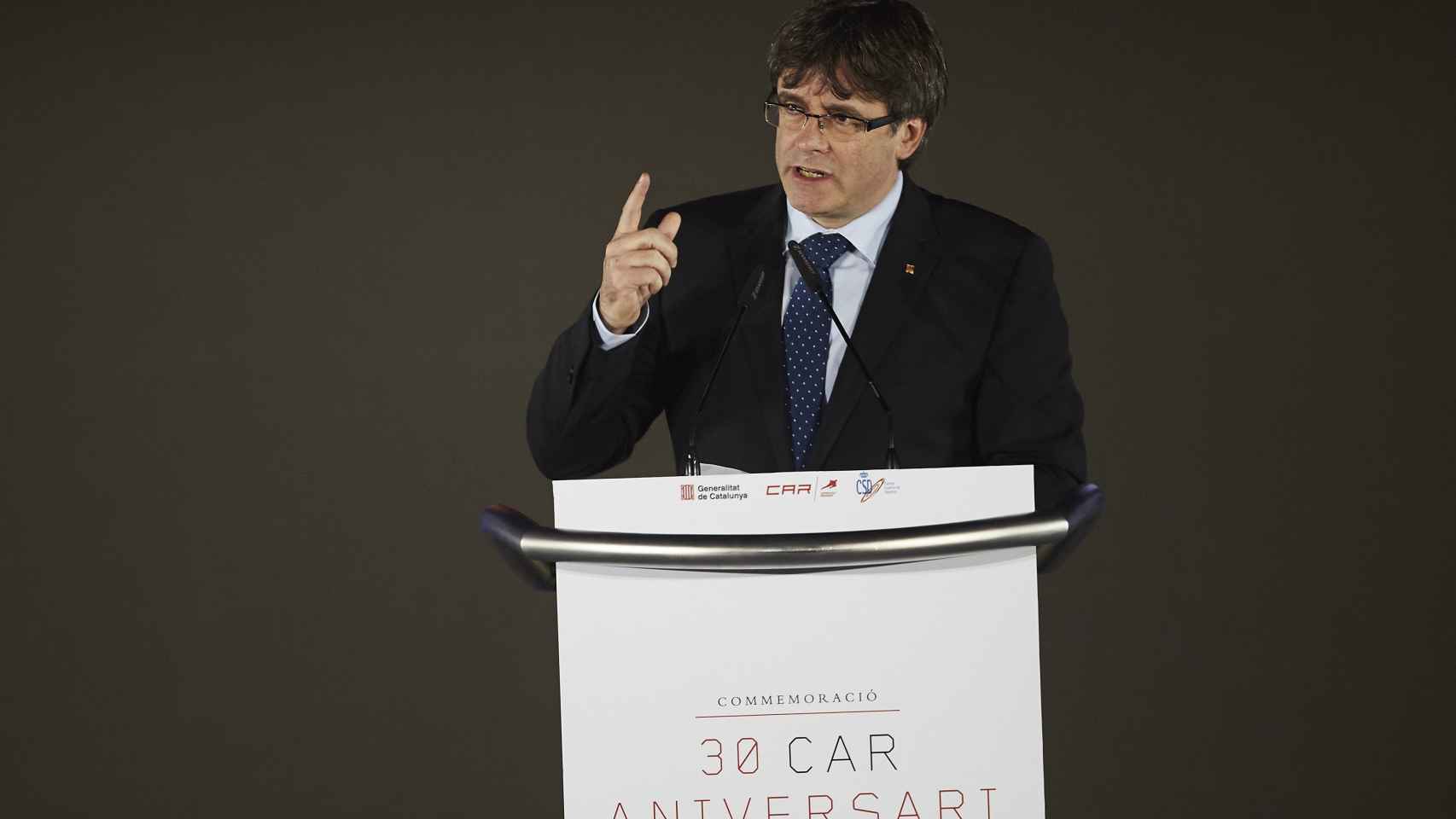 Carles Puigdemont, durante un acto este martes en Barcelona.