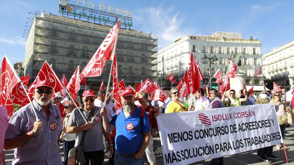 Concentración de trabajadores de Isolux en una imagen de archivo.