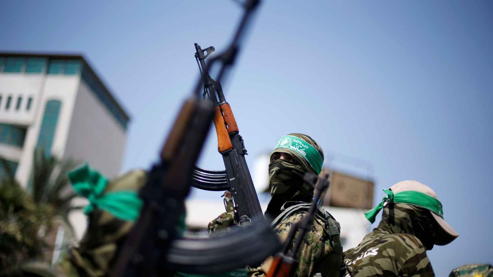 Militantes de Hamás, en una manifestación contra Israel en Gaza