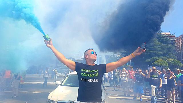 Peseto Loco durante la manifestación del 27 de junio.