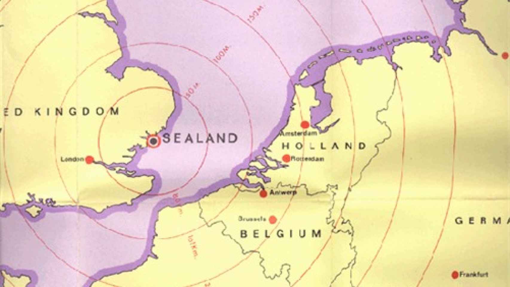 Sealand se encuentra en el Mar del Norte, frente a las costas de Inglaterra.