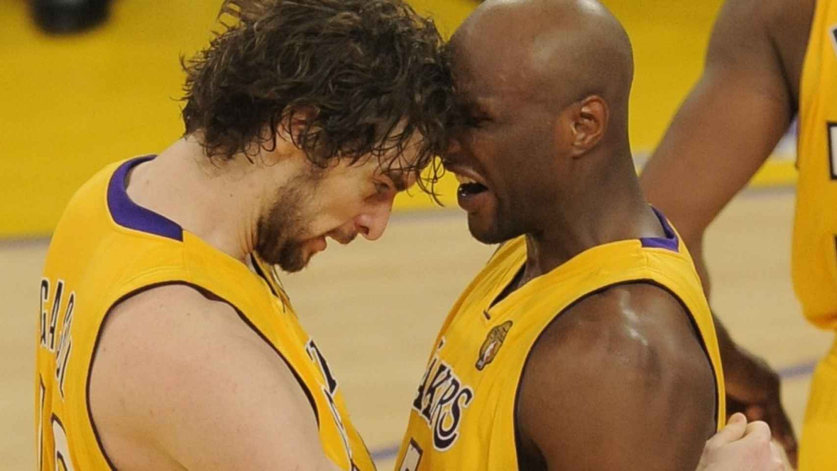 Odom y Gasol juntos cuando jugaban en los Lakers.