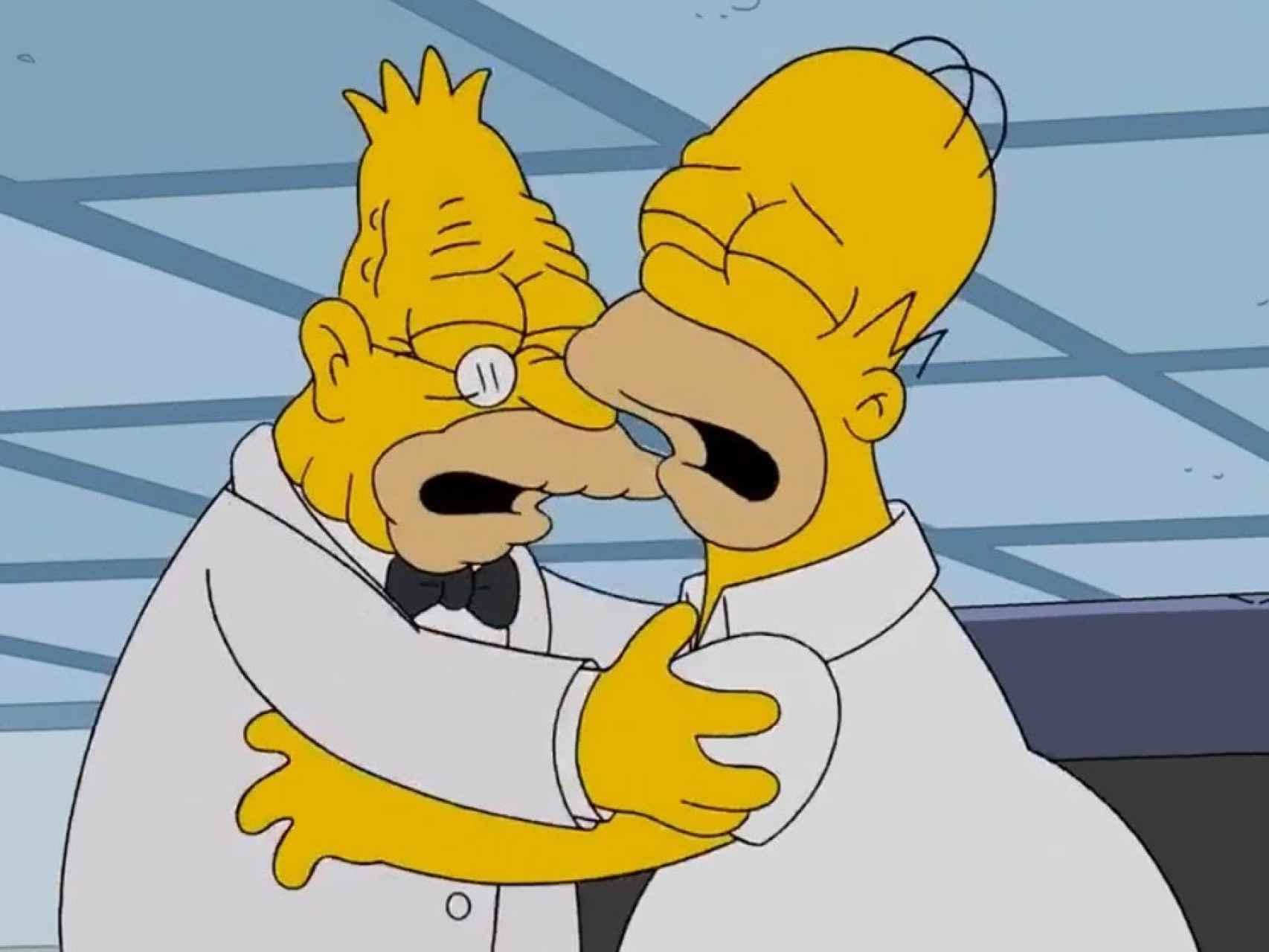 Homer y Abraham Simpson.