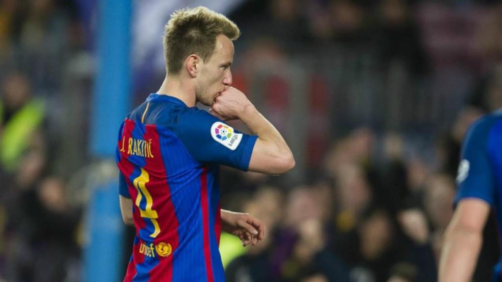 Rakitic celebra un gol Foto fcbarcelonacom