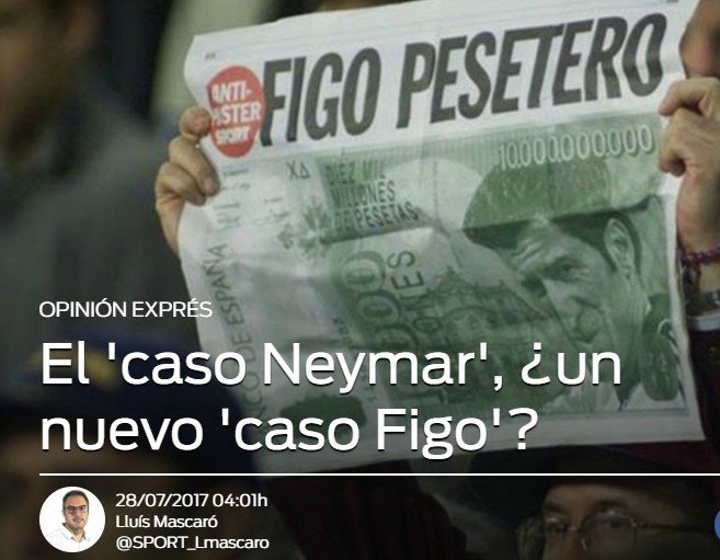 La peor pesadilla de Sport: Neymar revive el 'caso Figo'