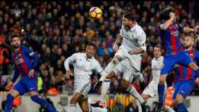 Ramos marcando el gol del empate ante el Barcelona