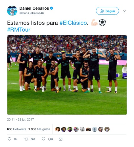 Los jugadores del Real Madrid calientan El Clásico en redes sociales