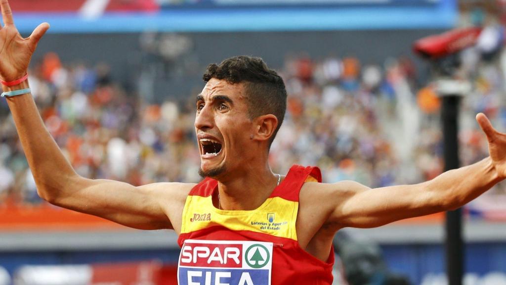 Ilias Fifa celebra su oro en el campeonato de Europa de Ámsterdam.