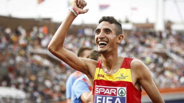 Ilias Fifa celebra su oro en el campeonato de Europa de Ámsterdam.