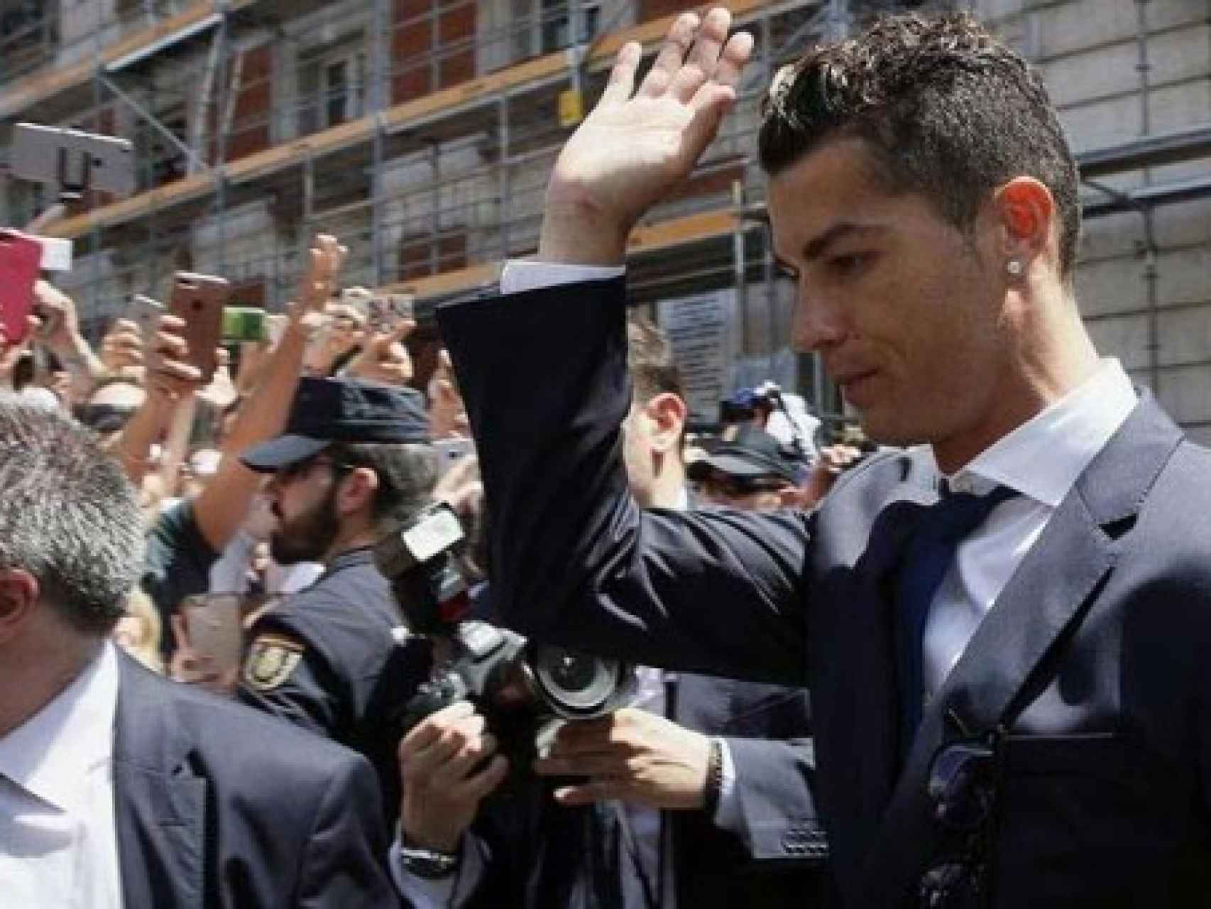 Cristiano Ronaldo, durante la celebración de la Liga.