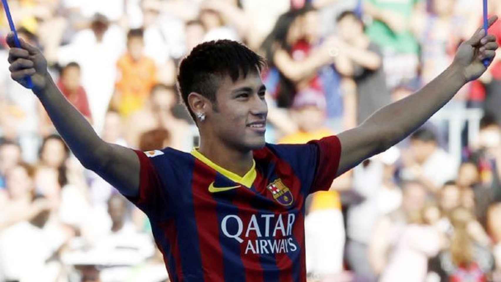 Neymar, el día de su presentación con el Barça. EFE
